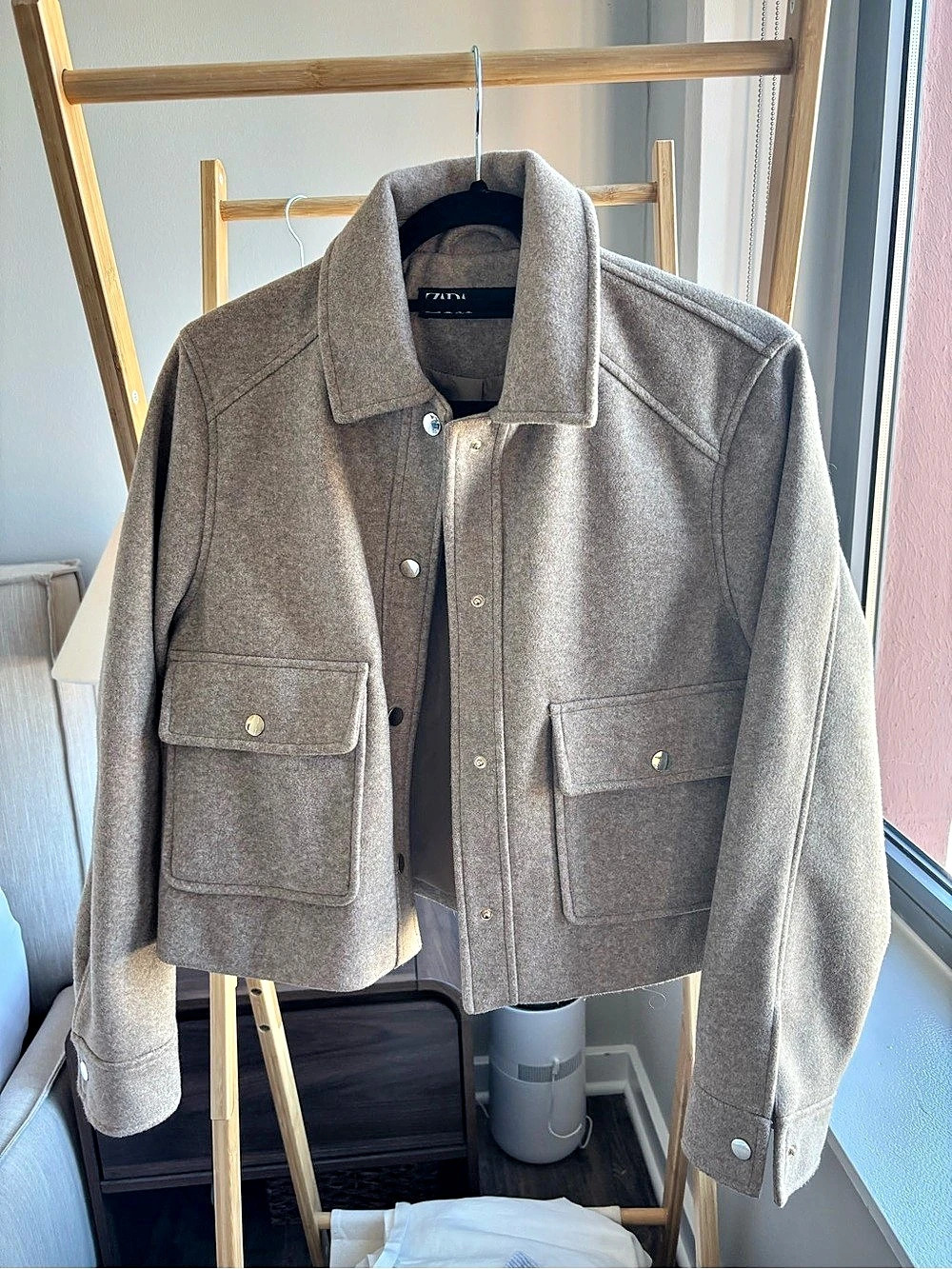 Zara Brown cropped bomber Jacket Like New
